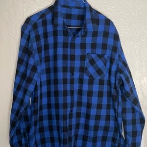 No name brand, Vintage men’s oversized, black and blue flannel.